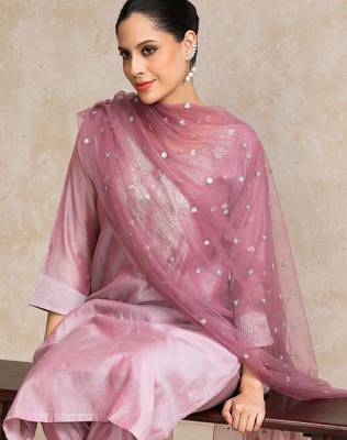 Women Floral Embroidered Regular Chanderi Silk Kurta with Trousers & With Dupatta 7