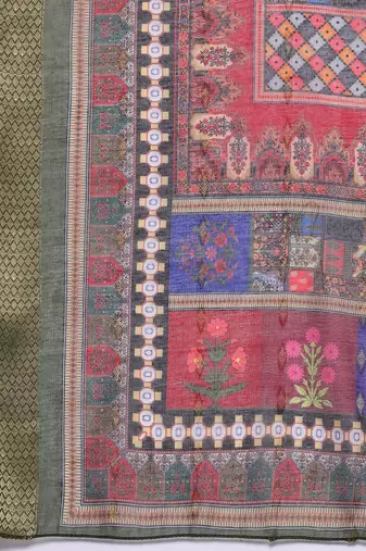 Thread & Zari Embroidered Kurta with Trouser & Ethnic Printed Dupatta