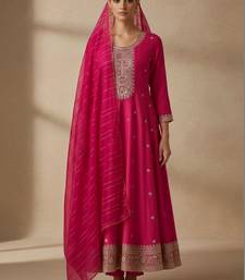 Women Ethnic Motifs Embroidered Panelled Thread Work Kurta with Churidar & With Dupatta
