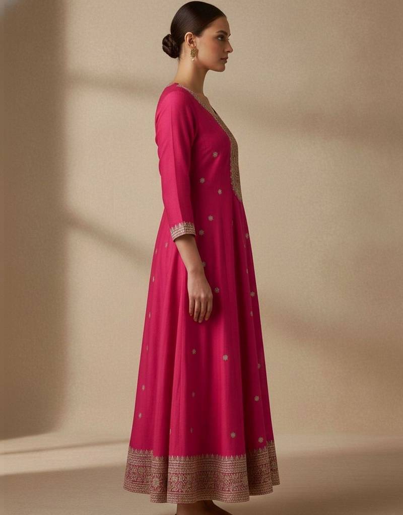 Women Ethnic Motifs Embroidered Panelled Thread Work Kurta with Churidar & With Dupatta