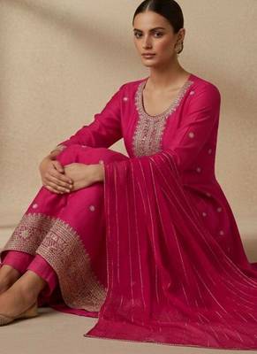 Women Ethnic Motifs Embroidered Panelled Thread Work Kurta with Churidar & With Dupatta 6