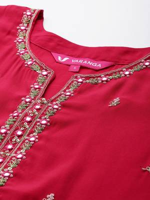 Thread & Zari Embroidered Kurta with Trouser & Ethnic Printed Dupatta 3