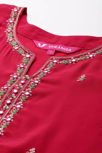 Thread & Zari Embroidered Kurta with Trouser & Ethnic Printed Dupatta