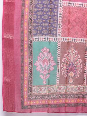 Thread & Zari Embroidered Kurta with Trouser & Ethnic Printed Dupatta 5