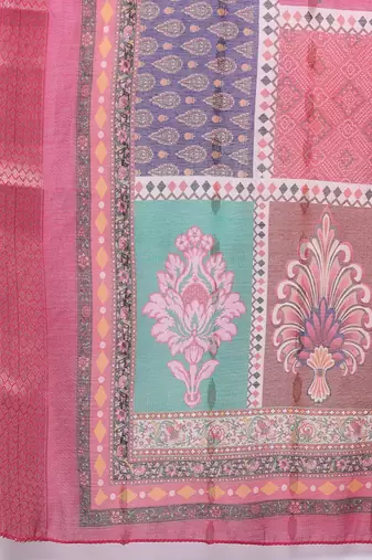 Thread & Zari Embroidered Kurta with Trouser & Ethnic Printed Dupatta