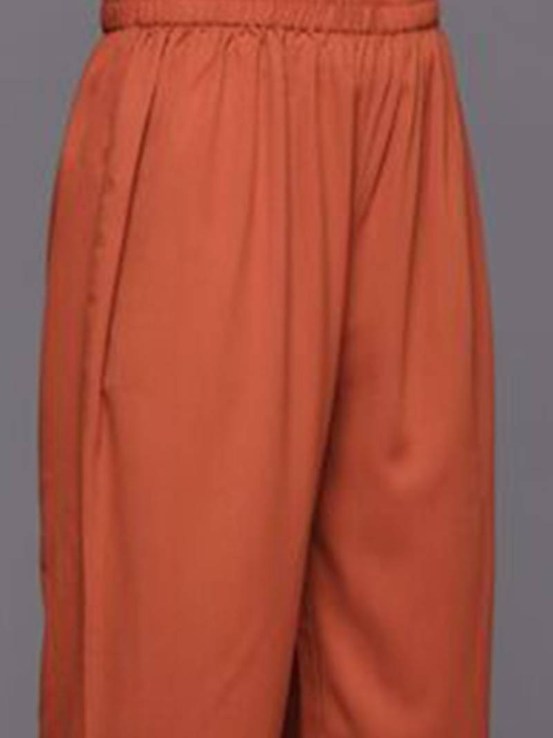 Women Regular Silk Crepe Kurta with Trousers