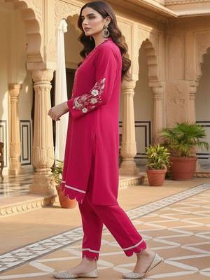 Women Ethnic Motifs Embroidered Regular Thread Work Kurta with Trousers & With Dupatta 2
