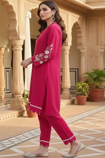 Women Ethnic Motifs Embroidered Regular Thread Work Kurta with Trousers & With Dupatta
