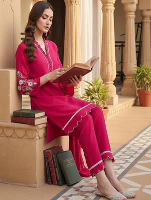 Women Ethnic Motifs Embroidered Regular Thread Work Kurta with Trousers & With Dupatta 7