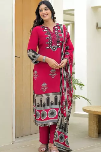 Women Ethnic Motifs Printed Regular Mirror Work Kurta with Trousers & With Dupatta