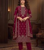 Women Ethnic Motifs Printed Regular Velvet Kurta with Trousers & With Dupatta
