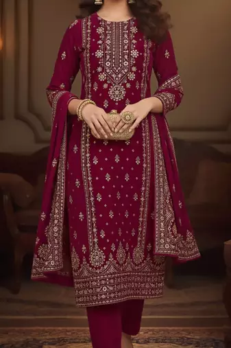 Women Ethnic Motifs Printed Regular Velvet Kurta with Trousers & With Dupatta