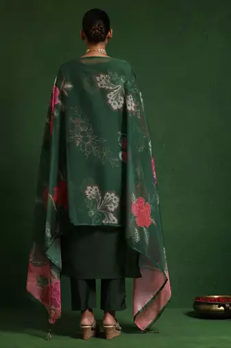 Women Floral Embroidered Regular Thread Work Pure Cotton Kurta with Trousers & With Dupatta