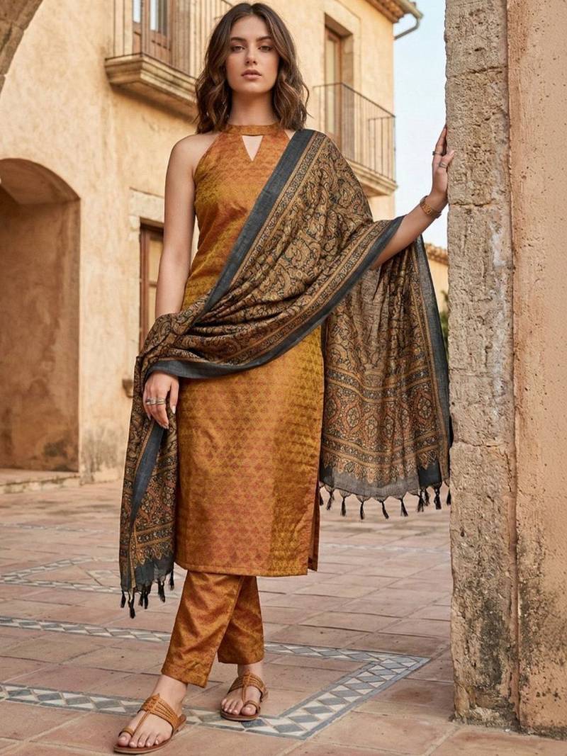 Women Regular Kurta with Trousers & With Dupatta