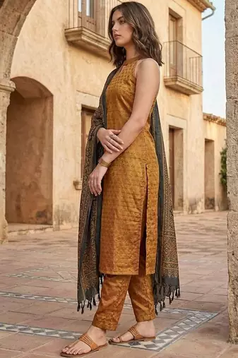 Women Regular Kurta with Trousers & With Dupatta