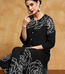 Floral Printed Mandarin Collar A-Line Pure Cotton Kurta With Trousers