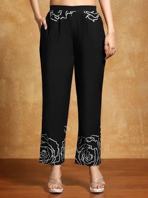 Floral Printed Mandarin Collar A-Line  Cotton Kurta With Trousers 7