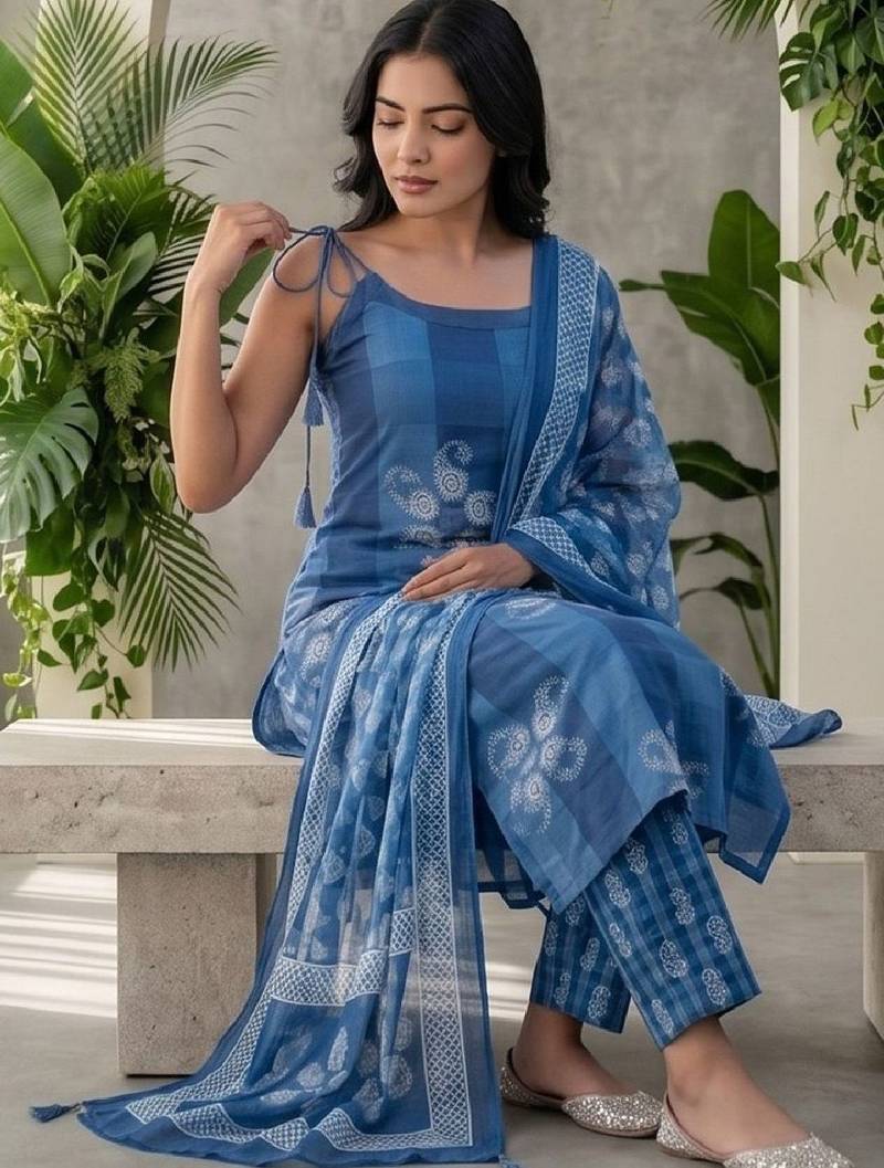 Women Ethnic Motifs Printed Regular Kurta with Trousers & With Dupatta