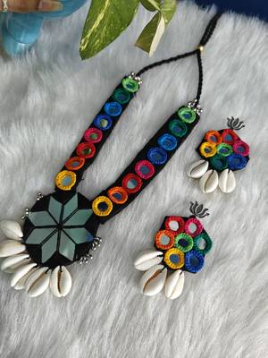 kanchi mirror work necklace set 2
