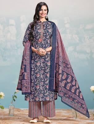 Women Ethnic Motifs Printed Regular Kurta with Trousers & With Dupatta 1