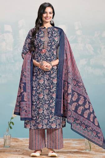 Women Ethnic Motifs Printed Regular Kurta with Trousers & With Dupatta