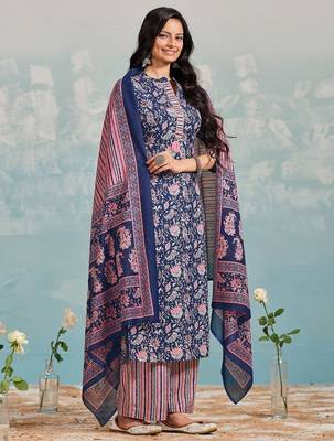 Women Ethnic Motifs Printed Regular Kurta with Trousers & With Dupatta 4