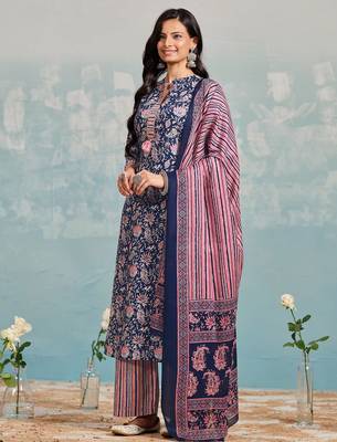 Women Ethnic Motifs Printed Regular Kurta with Trousers & With Dupatta 5