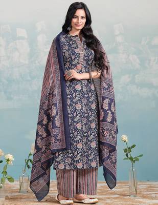 Women Ethnic Motifs Printed Regular Kurta with Trousers & With Dupatta 6