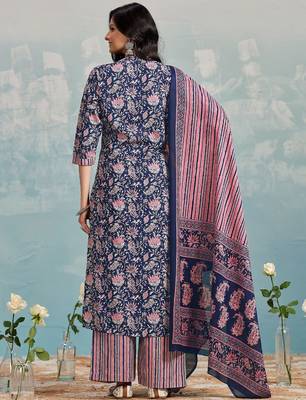 Women Ethnic Motifs Printed Regular Kurta with Trousers & With Dupatta 7