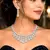 Pear Cut CZ Bridal Necklace Set, Silver Crystal Wedding Jewelry, Teardrop Cubic Zirconia Prom
