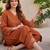 Women Regular Thread Work Silk Crepe Kurta with Palazzos