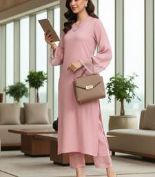 Women Regular Thread Work Silk Crepe Kurta with Trousers