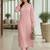 Women Regular Thread Work Silk Crepe Kurta with Trousers