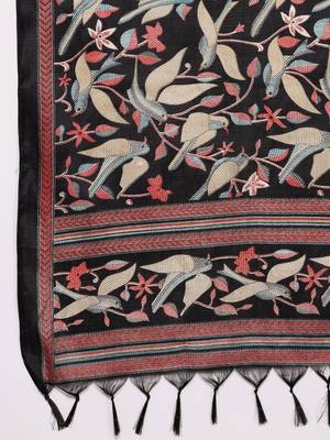 V-Neck Solid Straight Kurta with Trouser & Printed Dupatta 5