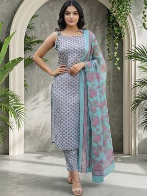 Women Ethnic Motifs Printed Regular Kurta with Trousers & With Dupatta 1