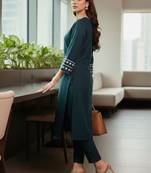 Women Ethnic Motifs Embroidered Regular Thread Work Kurta with Trousers