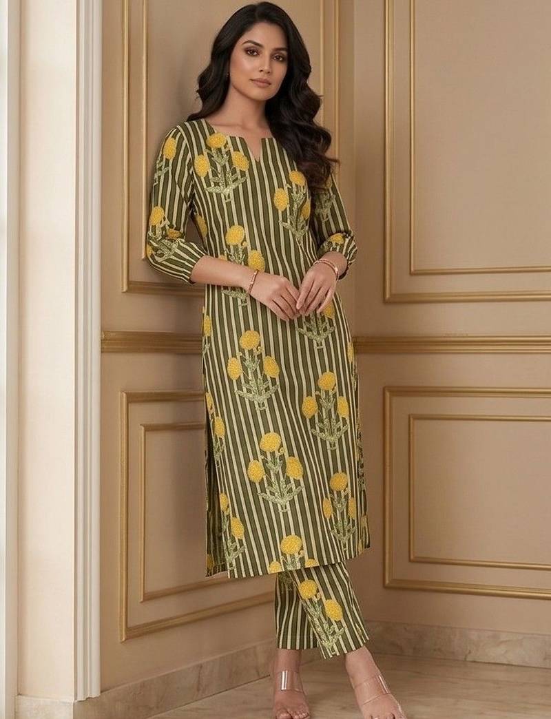 Women Floral Printed Regular Kurta with Trousers
