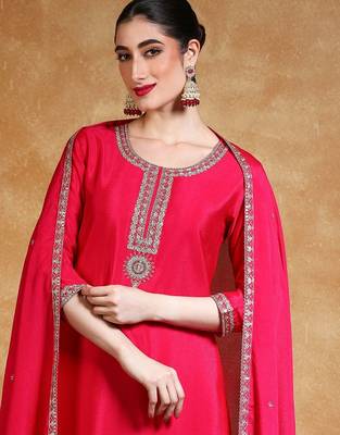 Women Floral Embroidered Kurta with Sharara & Dupatta 2