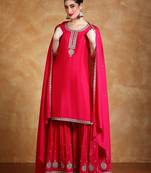 Women Floral Embroidered Kurta with Sharara & Dupatta
