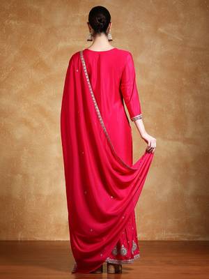 Women Floral Embroidered Kurta with Sharara & Dupatta 6