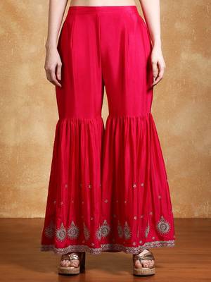 Women Floral Embroidered Kurta with Sharara & Dupatta 7