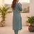 Women Floral Embroidered Regular Thread Work  Cotton Kurta with Trousers & With Dupatta