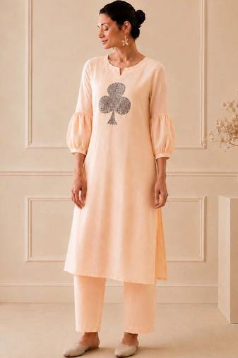 Women Striped Regular  Cotton Kurta with Trousers