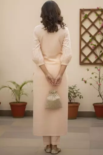 Women Striped Regular Pure Cotton Kurta with Trousers