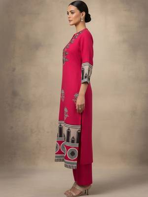 Women Ethnic Motifs Printed Regular Thread Work Kurta with Trousers & With Dupatta 3