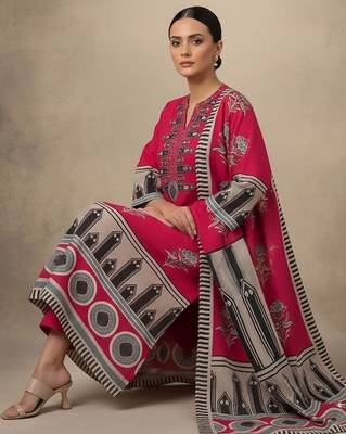 Women Ethnic Motifs Printed Regular Thread Work Kurta with Trousers & With Dupatta 4