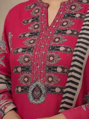 Women Ethnic Motifs Printed Regular Thread Work Kurta with Trousers & With Dupatta 5