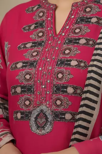 Women Ethnic Motifs Printed Regular Thread Work Kurta with Trousers & With Dupatta