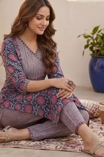 Women Floral Printed Regular Kurta with Trousers & With Dupatta
