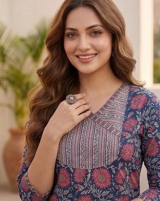 Women Floral Printed Regular Kurta with Trousers & With Dupatta 6